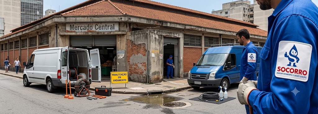Profissional realizando Desentupimento e Manutenção Preventiva para Comércios e Empresas em Timbó